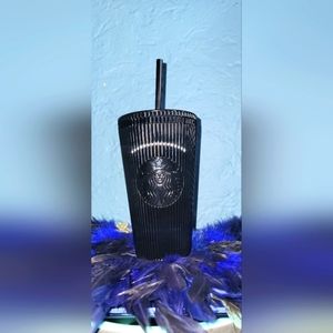 NWT Starbucks 2023 Black Pleated Metalic  Cold Cup 16 oz Tumbler